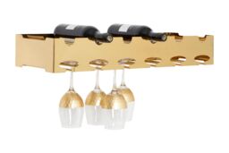 Orsina Elegant 6 Bottle Silver Wide Wine Rack, Space Saving Wine Bottle Rack For Cupboard, Stylish Wine Rack in Gold - thumbnail 2