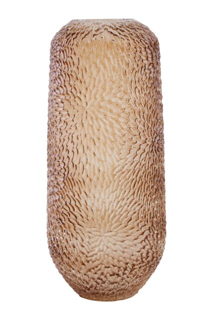 Orsina Colbie Large Embossed Amber Glass Vase in Orange - image 1