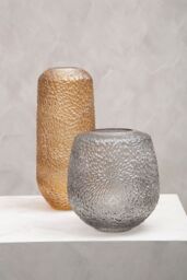 Orsina Colbie Large Embossed Amber Glass Vase in Orange - thumbnail 3