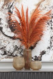 Orsina Colbie Large Embossed Amber Glass Vase in Orange - thumbnail 5
