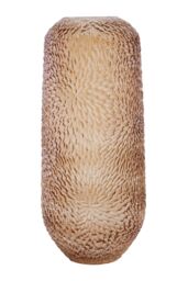 Orsina Colbie Large Embossed Amber Glass Vase in Orange