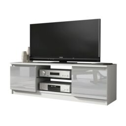 Creative Furniture TV Unit 120cm Modern - White with High Gloss Grey Doors - thumbnail 5