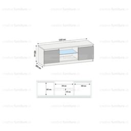 Creative Furniture TV Unit 120cm Modern - White with High Gloss Grey Doors - thumbnail 4