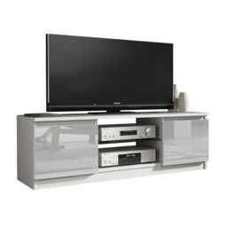 Creative Furniture TV Unit 120cm Modern - White with High Gloss Grey Doors - thumbnail 3