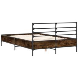 Berkfield Home Bed Frame without Mattress Smoked Oak 140x200 cm in Brown - thumbnail 6