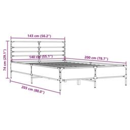 Berkfield Home Bed Frame without Mattress Smoked Oak 140x200 cm in Brown - thumbnail 9