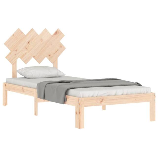 Berkfield Home Beautiful Bed Frame with Headboard 90x200 cm Solid Wood in Light Tan - image 1