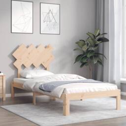 Berkfield Home Beautiful Bed Frame with Headboard 90x200 cm Solid Wood in Light Tan - thumbnail 4
