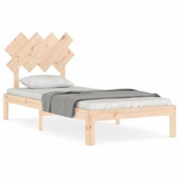 Berkfield Home Beautiful Bed Frame with Headboard 90x200 cm Solid Wood in Light Tan - thumbnail 3