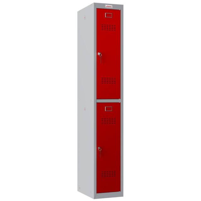 Phoenix Safe Company Personal Locker Grey Body/Red Doors with Key Locks, PL1230GRK - Size: 180 cm x 100 cm - image 1