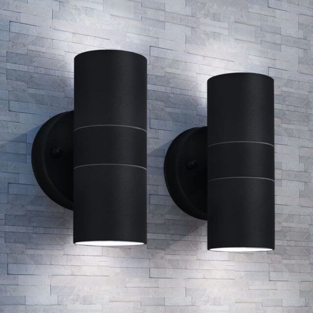 Berkfield Home Outdoor Wall Lights 2 pcs Stainless Steel Up/Downwards in Black - image 1