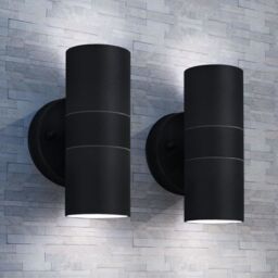 Berkfield Home Outdoor Wall Lights 2 pcs Stainless Steel Up/Downwards in Black
