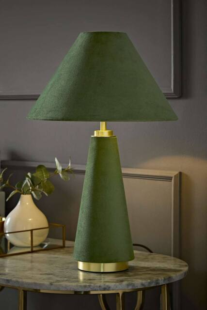ValueLights Martha Conical Lamp Shade Velvet Boucle Full Fabric Table Lamp in Light Green - image 1