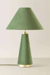 ValueLights Martha Conical Lamp Shade Velvet Boucle Full Fabric Table Lamp in Light Green - thumbnail 3
