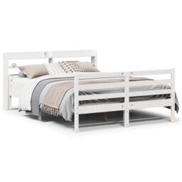 Berkfield Home Bed Frame with Headboard without Mattress White 140x200 cm - thumbnail 1