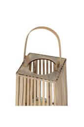 KDMD Small Wicker Silo Lantern with Glass Holder for Ambient Lighting in Brown - thumbnail 3