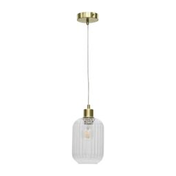 First Choice Lighting Set of 2 Batley - Clear Ribbed Glass with Satin Brass Pendant Fittings - thumbnail 2