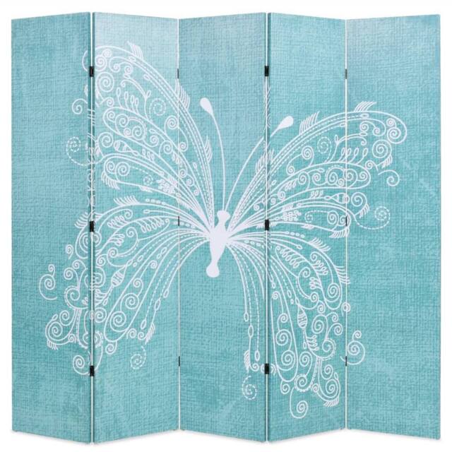 Berkfield Home Folding Room Divider 200x170 cm Butterfly Blue in Aqua - image 1