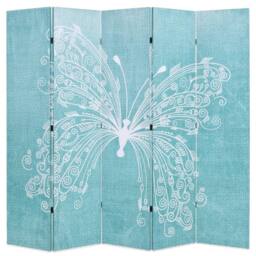Berkfield Home Folding Room Divider 200x170 cm Butterfly Blue in Aqua - thumbnail 1