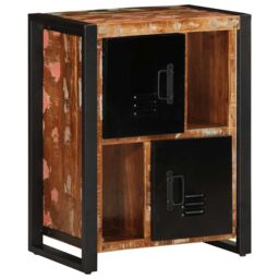 Berkfield Home Sideboard Multicolour 55x35x70 cm Solid Wood Reclaimed in Black - Size: 55 x 35 x 70 cm