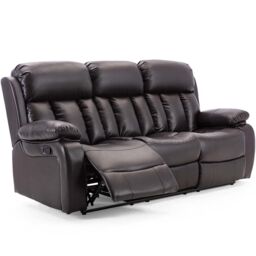 More4Homes Chester 3 Seater Manual High Back Bonded Leather Recliner Sofa in Brown - thumbnail 3