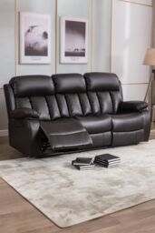 More4Homes Chester 3 Seater Manual High Back Bonded Leather Recliner Sofa in Brown - thumbnail 1