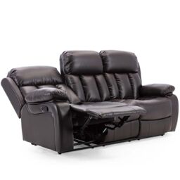 More4Homes Chester 3 Seater Manual High Back Bonded Leather Recliner Sofa in Brown - thumbnail 4