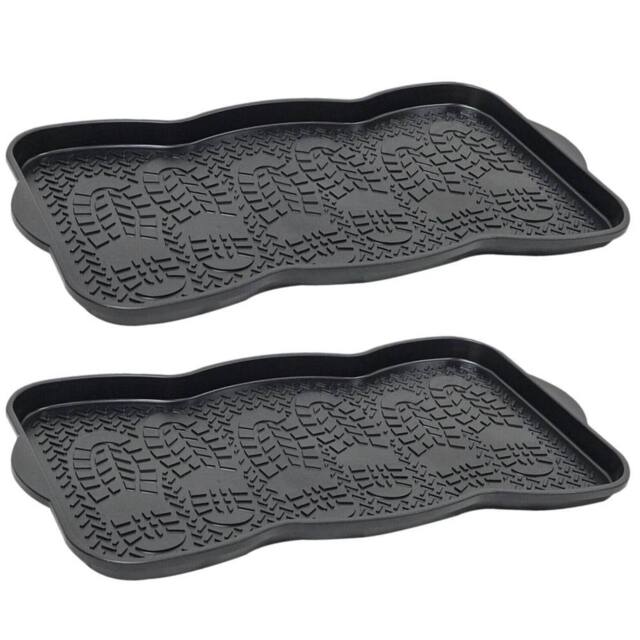NESTLUNE 2 x Multi Purpose Boot Tray Shoe Storage for Home Door Garden Plants in Black - image 1