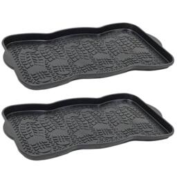 NESTLUNE 2 x Multi Purpose Boot Tray Shoe Storage for Home Door Garden Plants in Black