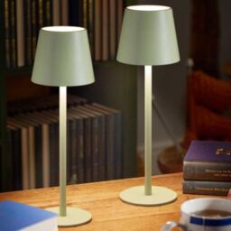 Marco Paul Pack of 2 Sage Metal Rechargeable Table Lamp 33cm in Light Green