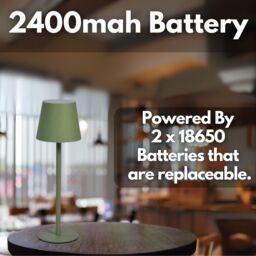Marco Paul Pack of 2 Sage Metal Rechargeable Table Lamp 33cm in Light Green - thumbnail 6