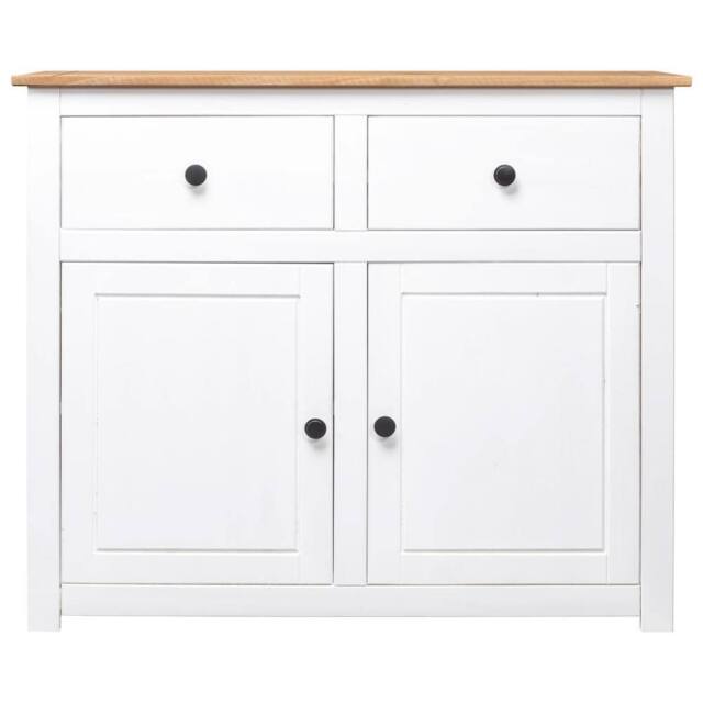 Berkfield Home Sideboard White 93x40x80 cm Solid Pinewood Panama Range - Size: 93 x 40 x 80 cm - image 1