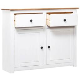 Berkfield Home Sideboard White 93x40x80 cm Solid Pinewood Panama Range - Size: 93 x 40 x 80 cm - thumbnail 3