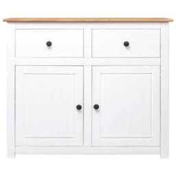 Berkfield Home Sideboard White 93x40x80 cm Solid Pinewood Panama Range - Size: 93 x 40 x 80 cm - thumbnail 1