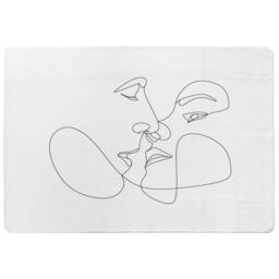 Benjamin Tate Design Couple Kiss In Line Art Designer Rug in Natural - Size: Large - thumbnail 1