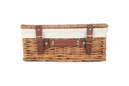 Red Hamper Wicker 35cm Light Steamed Picnic Basket with Cotton Lining in Natural - thumbnail 4