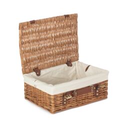 Red Hamper Wicker 35cm Light Steamed Picnic Basket with Cotton Lining in White - thumbnail 1