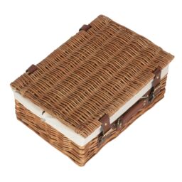 Red Hamper Wicker 35cm Light Steamed Picnic Basket with Cotton Lining in White - thumbnail 3