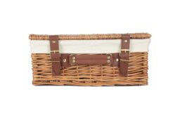 Red Hamper Wicker 35cm Light Steamed Picnic Basket with Cotton Lining in White - thumbnail 4