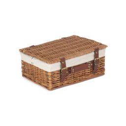 Red Hamper Wicker 35cm Light Steamed Picnic Basket with Cotton Lining in White - thumbnail 2