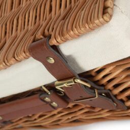 Red Hamper Wicker 35cm Light Steamed Picnic Basket with Cotton Lining in White - thumbnail 5