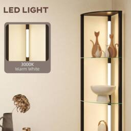 HOMCOM LED Floor Lamp with Shelves, Dimmable Standing Lamp with Foot Switch in Black - thumbnail 6