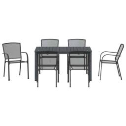 Berkfield Home Comfortable 7 Piece Garden Dining Set Anthracite Steel in Charcoal - thumbnail 7