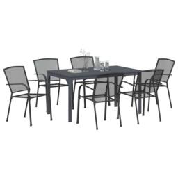 Berkfield Home Comfortable 7 Piece Garden Dining Set Anthracite Steel in Charcoal - thumbnail 1