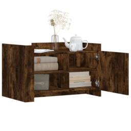 Berkfield Home Coffee Table Smoked Oak 80x50x50 cm Engineered Wood in Brown - Size: 80 x 50 x 50 cm - thumbnail 3