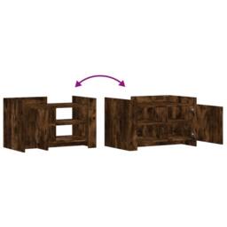 Berkfield Home Coffee Table Smoked Oak 80x50x50 cm Engineered Wood in Brown - Size: 80 x 50 x 50 cm - thumbnail 8