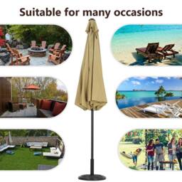 Living and Home Patio Umbrella Large 3M Traditional Parasol with Decorative Base in Khaki - thumbnail 9