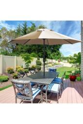 Living and Home Patio Umbrella Large 3M Traditional Parasol with Decorative Base in Khaki - thumbnail 3