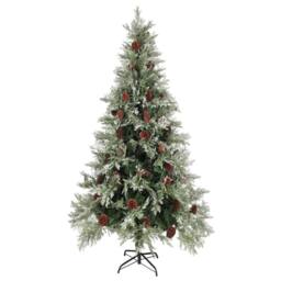 Berkfield Home Pre-lit Christmas Tree with Pine Cones Green&White 225 cm PVC&PE in Green