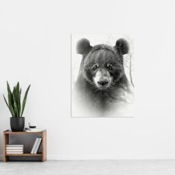 "Artery8 Wall Art Print Bear Portrait Pencil Drawing Animal Lover Realistic Poster in Grey - Size: W18"" x H24""" - thumbnail 4